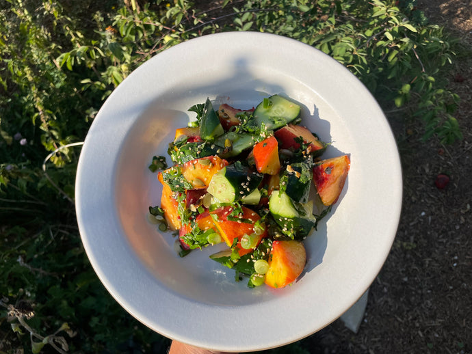 Late Summer Peach and Cucumber Salad with Marjory Sweet